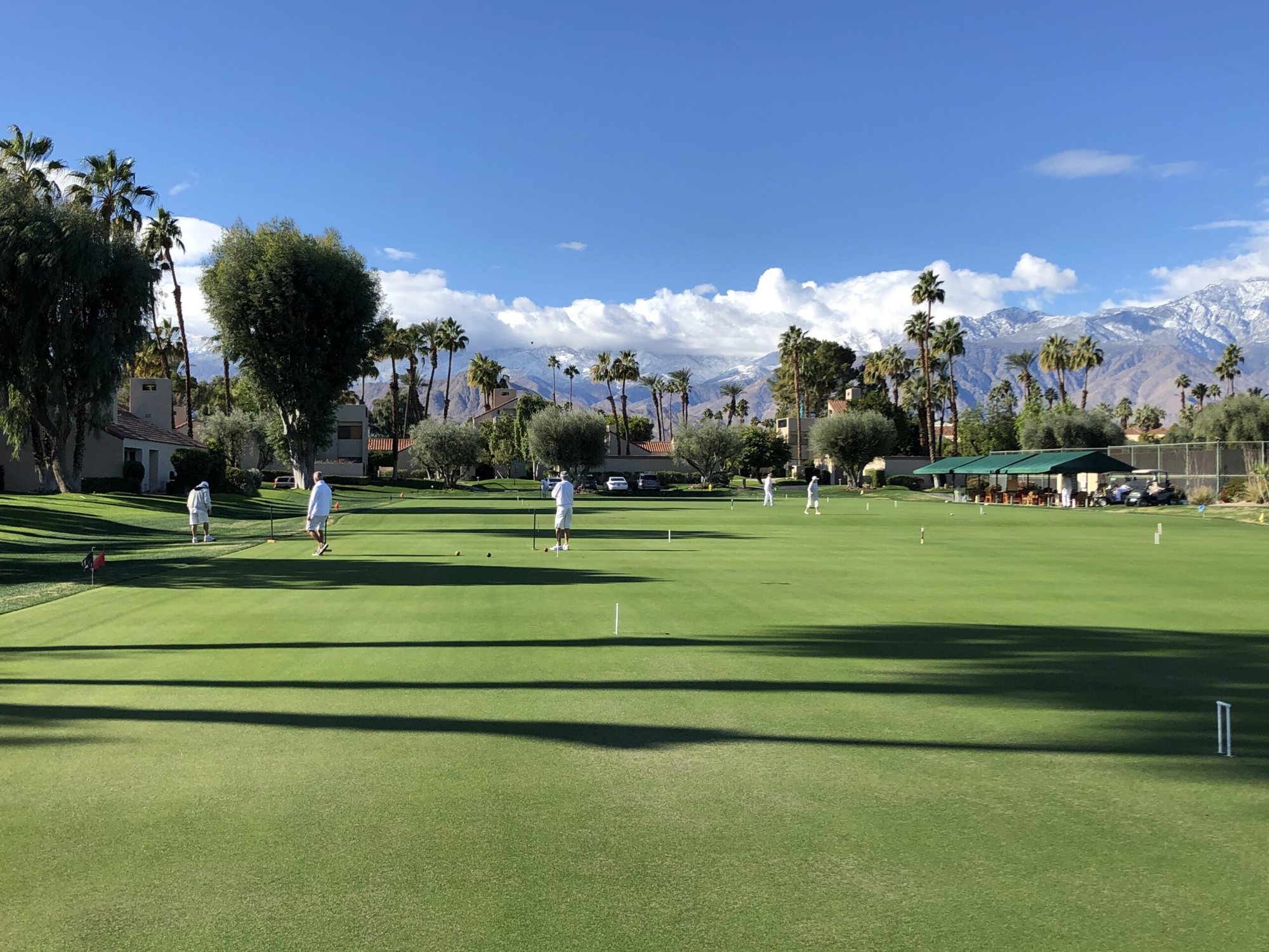 The Mission Hills lawns beneath the Santa Rosa Mountains